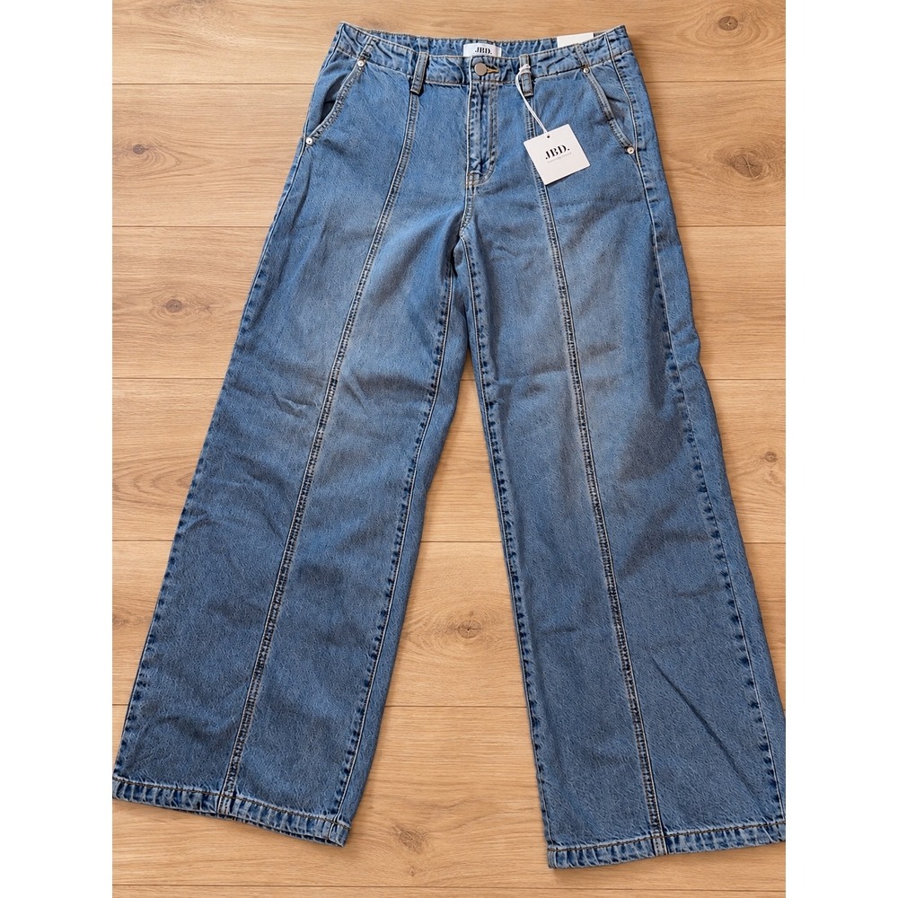 JBD Just Black Denim Seamy Wide Leg Jeans Women's 28 Medium Wash NWT DP709N